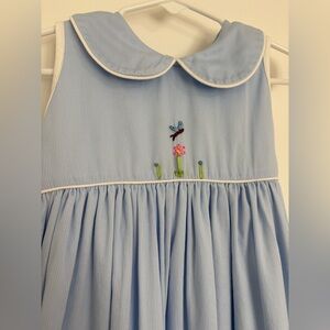 Strasburg Heirloom Garden Embroidered Dress 3T Blue Peter Pan Collar Portrait